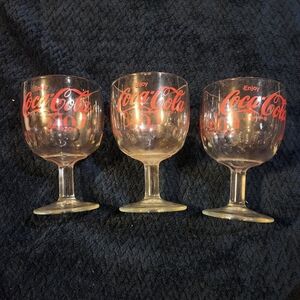 Coca-Cola Glass Goblets Set Of 3